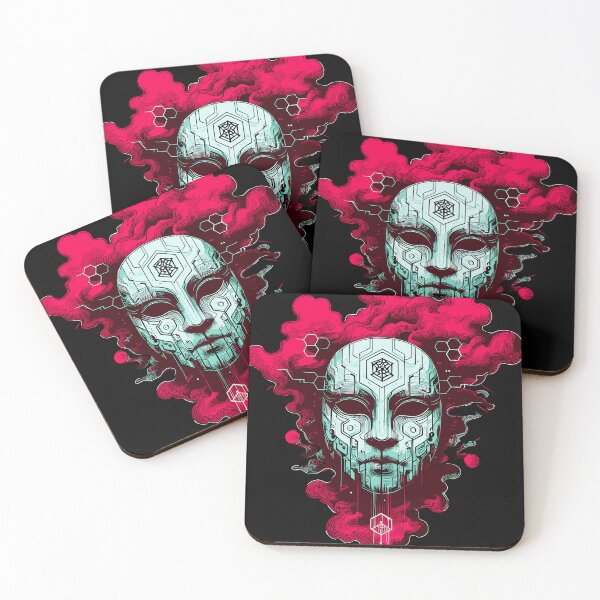 Item preview, Cyber Ritual Mask – Digital Spirit Face Art in Techno Glitch Style designed and sold by SeoulInkSoul.