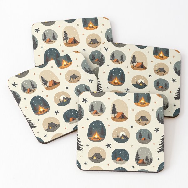 Item preview, Cozy Vintage Camping Scenes Under Starry Night Sky designed and sold by Junkie-Worx.
