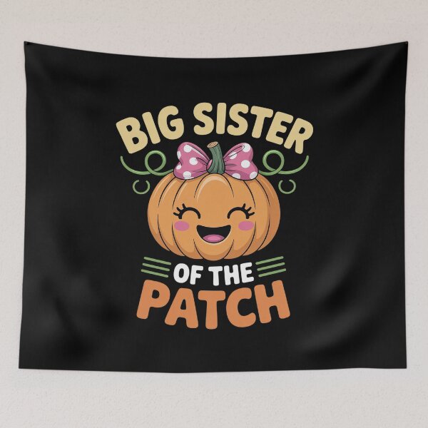 Aperçu de l'œuvre Grande sœur du Patch Pumpkin Halloween Family Matching créée et vendue par MAKOPOKOShop.