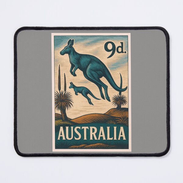 Item preview, Australia Kangaroos Stylized Postage Stamp designed and sold by retrographics.