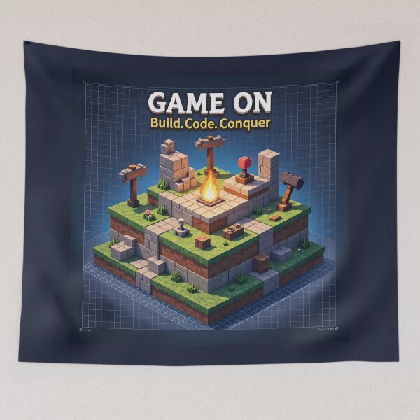 Item preview, Game On – Pixelated Fire Pit & Builder’s Landscape designed and sold by nhk999.