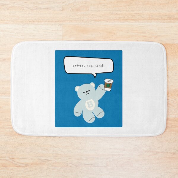 Item preview, Mono Bear Mood – Coffee, Nap, Scroll (Blue / Square) designed and sold by mintmono-studio.