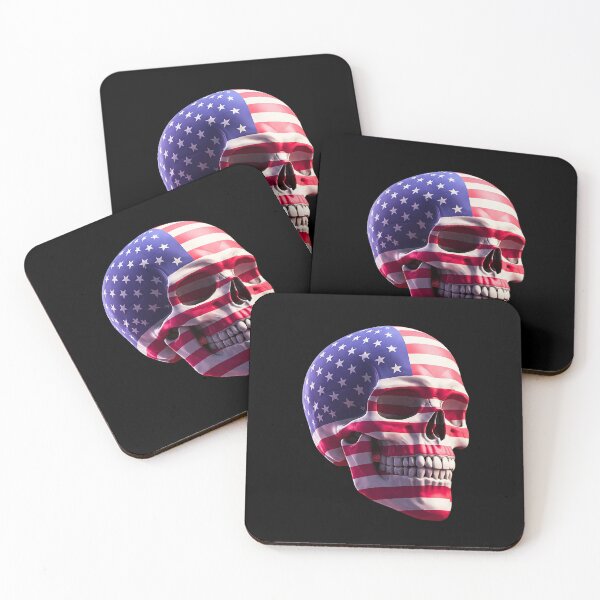 Item preview, Illustrated skull with patriotic USA colors designed and sold by TheSkullRoom.