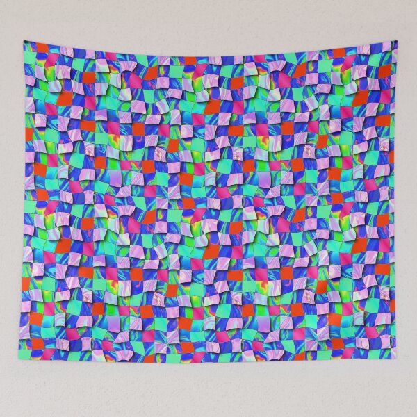 Item preview, Trippy Psychedelic Chessboard Holographic Checkers designed and sold by FestDrip.