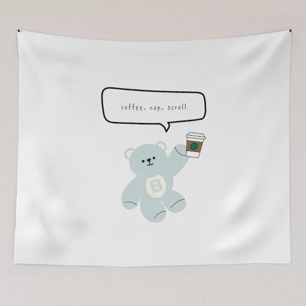 Item preview, Mono Bear Mood – Coffee Nap Scroll (White / Transparent Background) designed and sold by mintmono-studio.