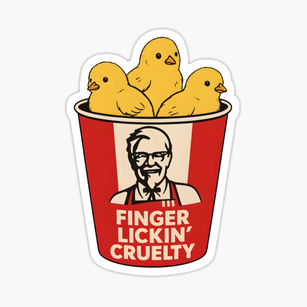 Item preview, Three chicks in a fast food bucket designed and sold by VeganRedBeard.