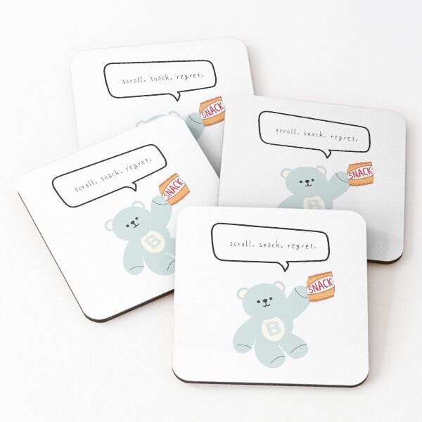 Item preview, Mono Bear Mood – Snack Regret Cycle (White / Transparent Background) designed and sold by mintmono-studio.