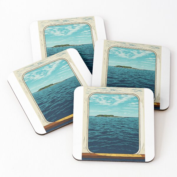Item preview, Distant Island from Ferry | Quiet Sea View Window Art - Peaceful Journey Mood designed and sold by GEEEN.