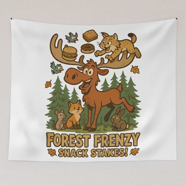 Item preview, Forest Frenzy – Moose vs Lynx in Antler Snack Battle designed and sold by WildlifeInc.
