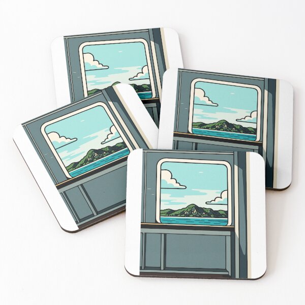 Item preview, Framed Island View from Ferry | Scenic Window Landscape - Calm Travel Aesthetic designed and sold by GEEEN.