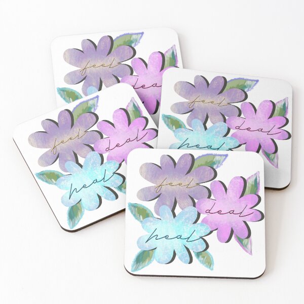 Item preview, Feel Deal Heal Flowers Mindfulness Mental Health Quote designed and sold by libscreates.