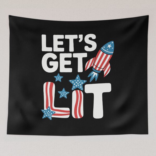 Item preview, Let's Get Lit Fireworks 4th of July Merica USA Flag designed and sold by brynatshop.