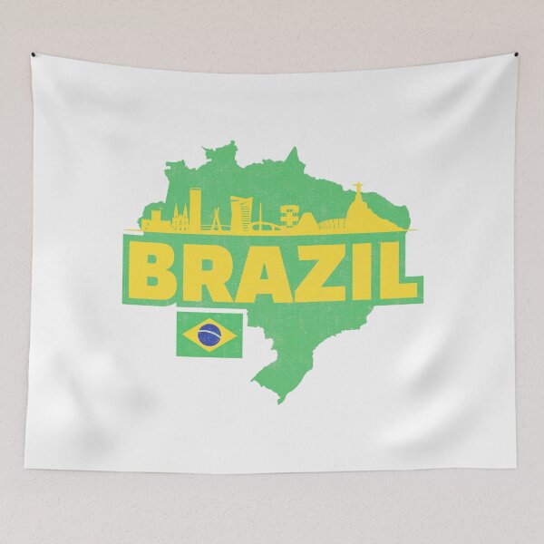 Item preview, Retro Brazil Map, Flag, and Skyline designed and sold by UNK-Fatigues.