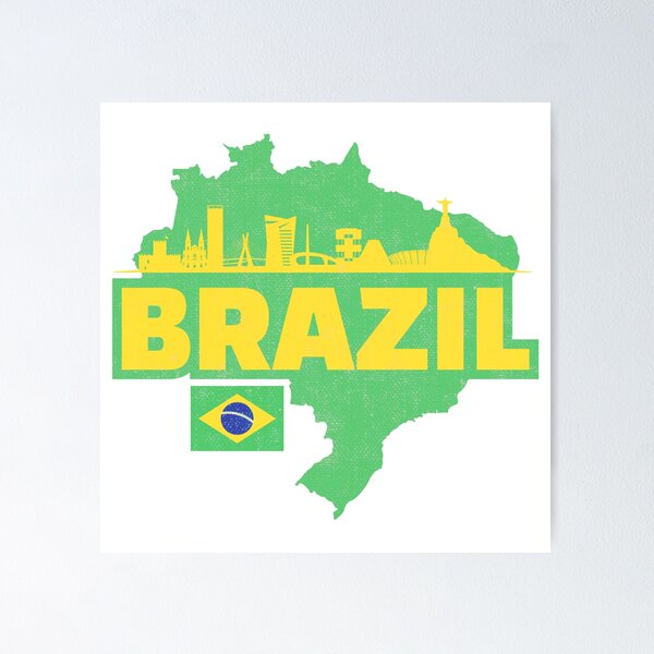 Item preview, Retro Brazil Map, Flag, and Skyline designed and sold by UNK-Fatigues.