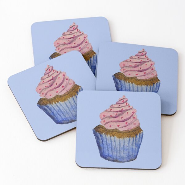 Item preview, Watercolor Chocolate Cupcake With Pink Frosting designed and sold by SashaSaidSo.