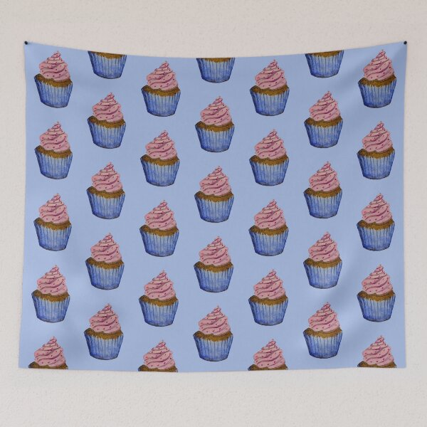 Item preview, Watercolor Chocolate Cupcake With Pink Frosting designed and sold by SashaSaidSo.