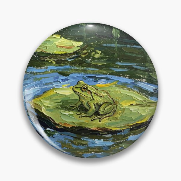 Item preview, Frog on a Lotus Leaf in a Quiet Lake – Van Gogh Style designed and sold by Cherry Dreams.