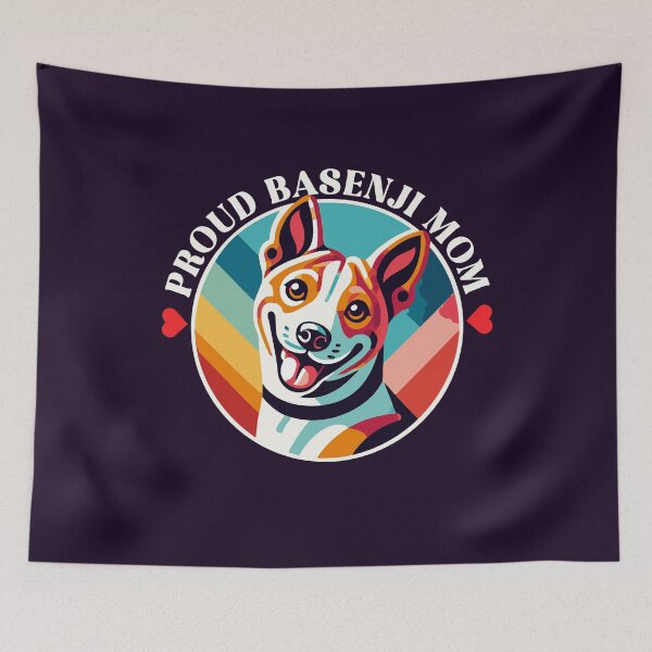 Item preview, Proud Basenji Mom – Retro Rainbow Pup Badge designed and sold by Victor Shadehorn.
