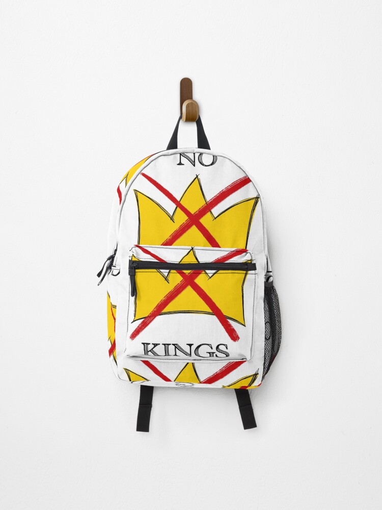 Thumbnail 1 of 3, Backpack, No Kings with text designed and sold by e09soUSZ.