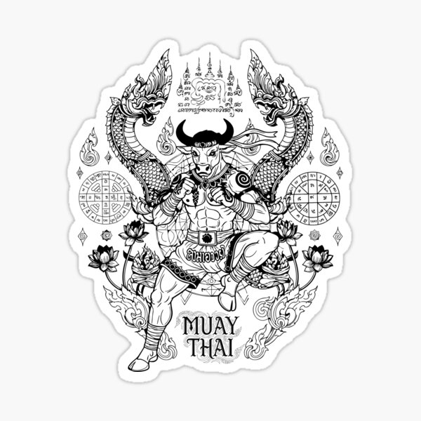 Item preview, Ancient Muay Thai Warriors & Naga - Sak Yant Style Design designed and sold by rich4Design.