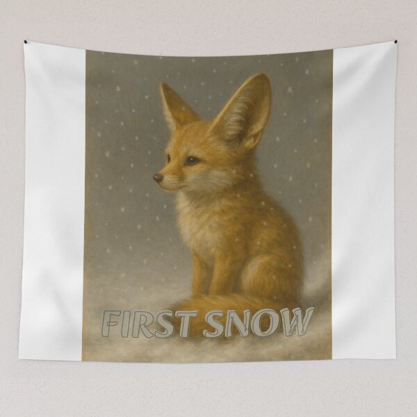 Item preview, First Snow - Peaceful Fennec Fox Oil Painting designed and sold by Real-West.