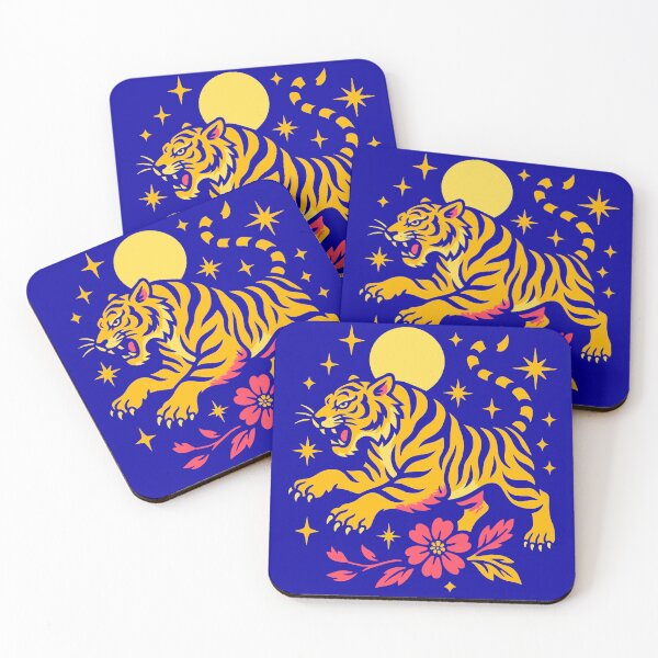 Item preview, Leaping Tiger Under the Stars – Bold Art Print designed and sold by Artbyminga.