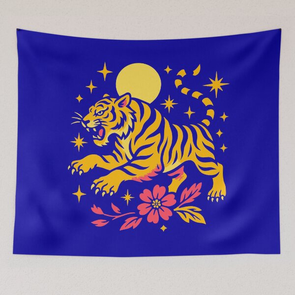 Item preview, Leaping Tiger Under the Stars – Bold Art Print designed and sold by Artbyminga.