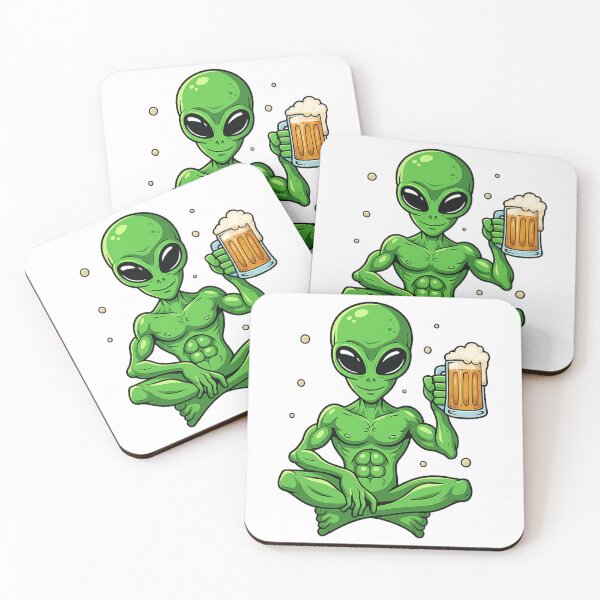 Item preview, Funny Muscular Alien Drinking Beer Space Meditation Humor designed and sold by Tigerr3g.
