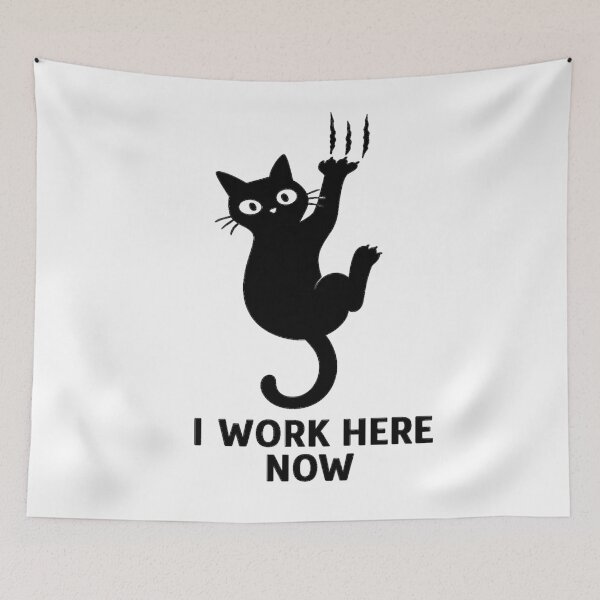 Item preview, Clingy Black Cat – I Work Here Now designed and sold by TimeloopAU.