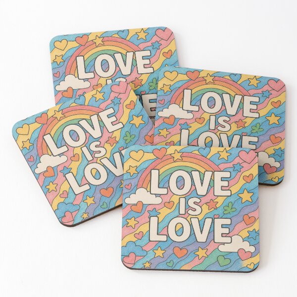 Item preview, vibrant rainbow arches over a colorful background filled with hearts designed and sold by lottekioplw.