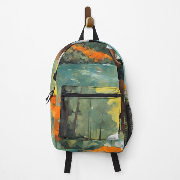 Item preview, Two people stand near a serene river surrounded by vibrant flowers and a lush forest designed and sold by lottekioplw.