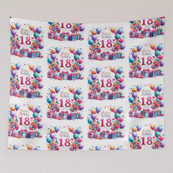 Item preview, Cheerful Happy 18th Birthday designed and sold by purplesensation.