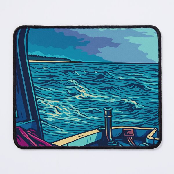 Item preview, Leaving the Island | Ocean Boat Scene in Cool Tones - Solitary Travel Vibes designed and sold by GeEeN.