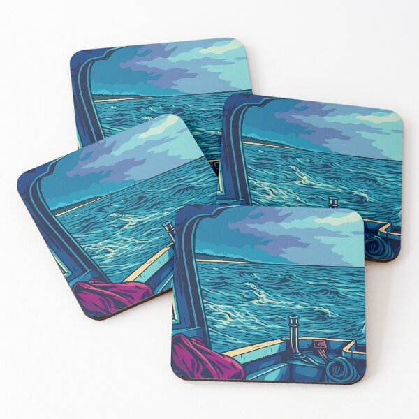 Item preview, Leaving the Island | Ocean Boat Scene in Cool Tones - Solitary Travel Vibes designed and sold by GEEEN.
