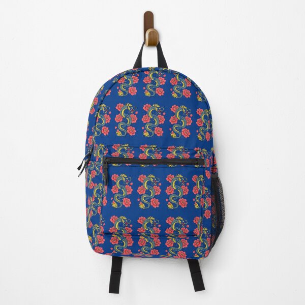 Item preview, Royal Blue Dragon with Peonies – Bold Design designed and sold by Artbyminga.