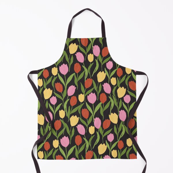 Item preview, tulip field - red pink yellow - spring blooms - black background designed and sold by PrettywithColor.