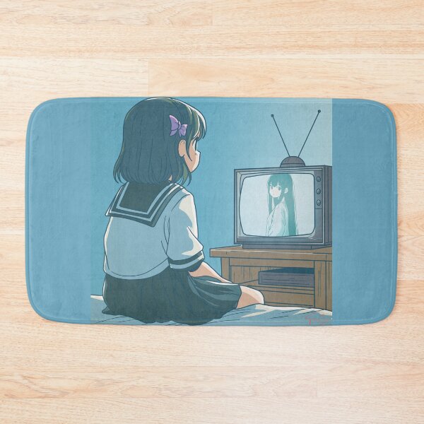 Item preview, Ghibli-Inspired Scene – Japanese Schoolgirl Watching TV on Her Bed designed and sold by AirForceTuan.