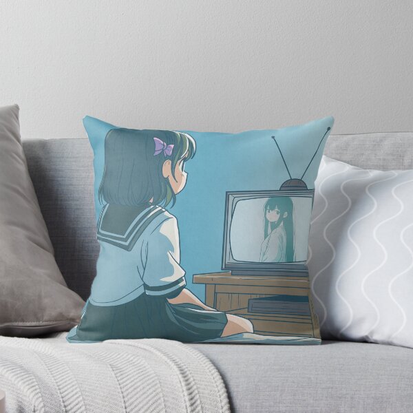 Item preview, Ghibli-Inspired Scene – Japanese Schoolgirl Watching TV on Her Bed designed and sold by AirForceTuan.