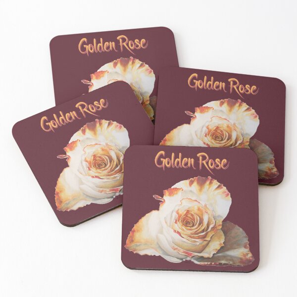 Item preview, Golden Rose on Maroon Background by Amanda M Lucas designed and sold by Amanda Lucas.