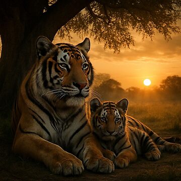 Artwork thumbnail, Tiger and Cub by LenCarol