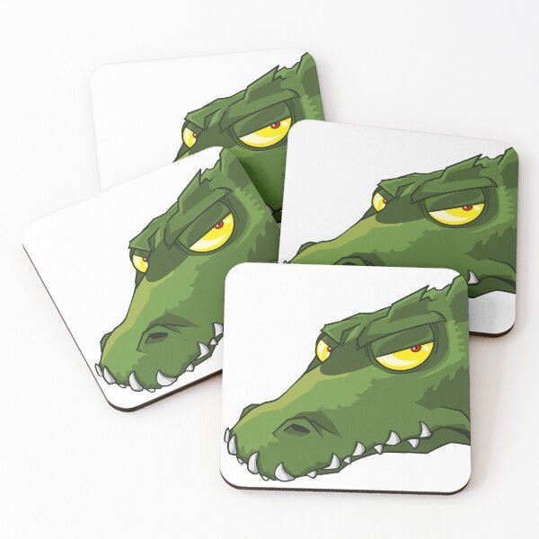 Item preview, A not-so-happy green crocodile or dinosaur head (guaranteed AI-free) designed and sold by fifou96.
