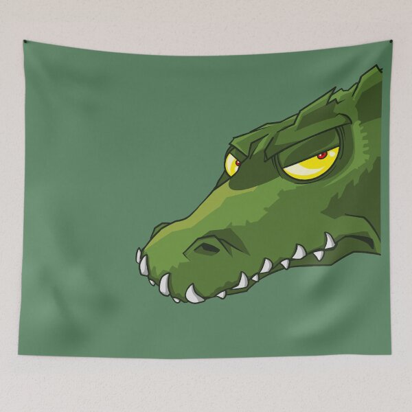 Item preview, A not-so-happy green crocodile or dinosaur head (guaranteed AI-free) designed and sold by fifou96.