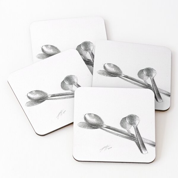 Item preview, Sketch of metallic spoons designed and sold by lobstartist.