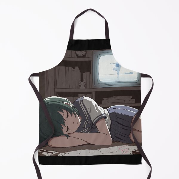 Item preview, Anime Schoolgirl Sleeping in Front of TV – Cozy Slice of Life Scene designed and sold by AirForceTuan.