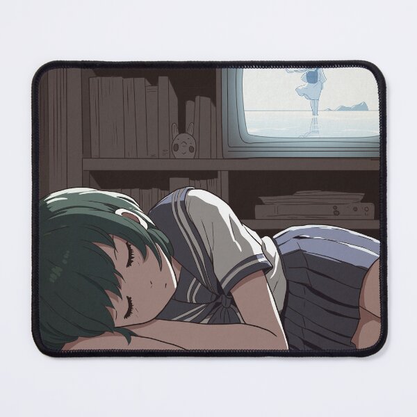 Item preview, Anime Schoolgirl Sleeping in Front of TV – Cozy Slice of Life Scene designed and sold by AirForceTuan.
