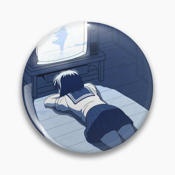 Item preview, Anime Girl Watching TV on the Floor – Poetic and Nostalgic Night Scene designed and sold by AirForceTuan.