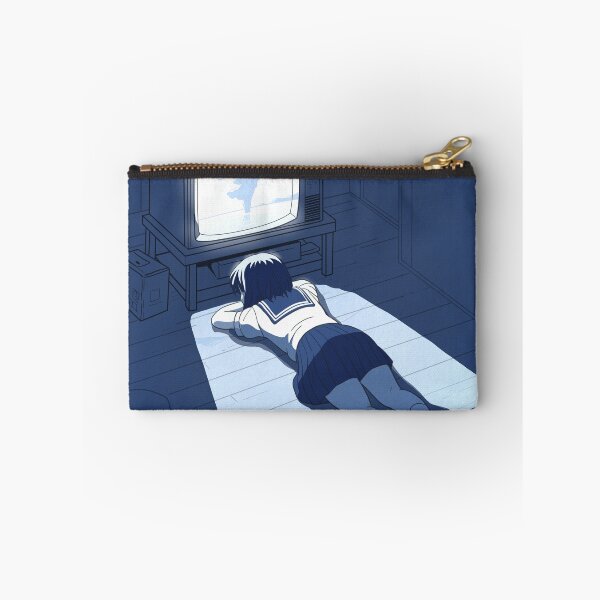 Item preview, Anime Girl Watching TV on the Floor – Poetic and Nostalgic Night Scene designed and sold by AirForceTuan.