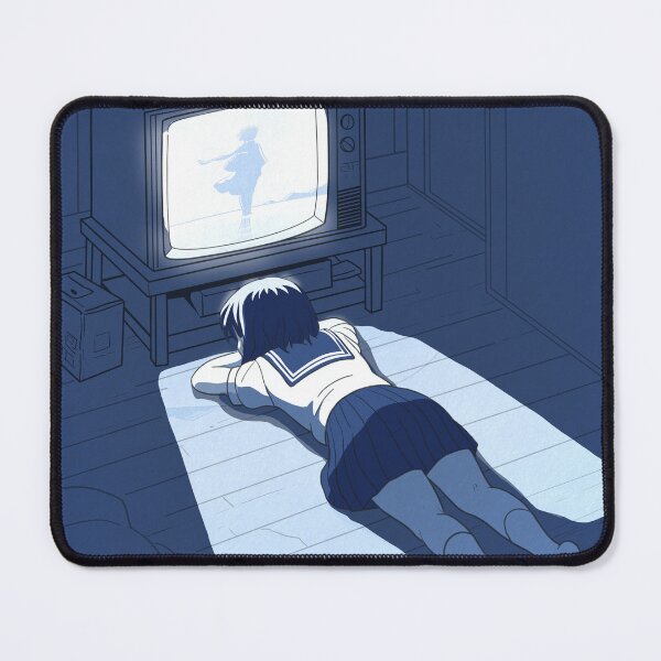 Item preview, Anime Girl Watching TV on the Floor – Poetic and Nostalgic Night Scene designed and sold by AirForceTuan.