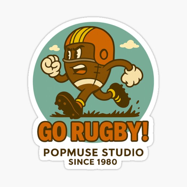 Item preview, GO RUGBY! – Retro Rugby Ball Mascot designed and sold by giant_ani.