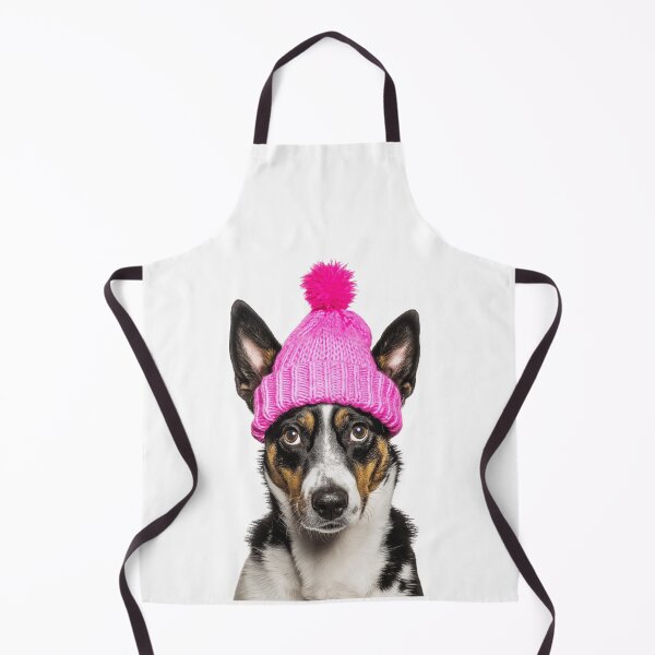 Item preview, Cozy Australian Cattle dog Wearing Pink Winter Hat Trendy Animal Fashion Artwork designed and sold by LazyOwlStore.